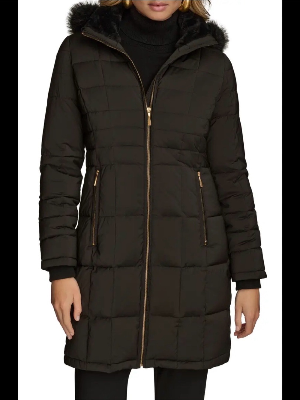 Calvin Klein Faux-Fur-Trim Hooded Puffer Coat